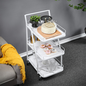 Carrito de Comida Metálico para Bebidas y Postres/Pasteles, de 4 Ruedas, Móvil, Duradero, Minimalista y Moderno para Restaurante, Hotel, Banco y Concesionario - Product Image 4