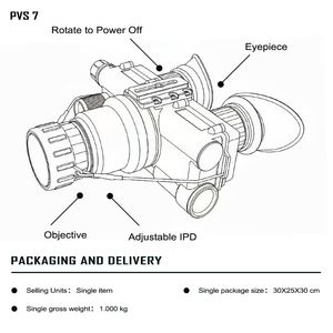 QCNV PVS7双眼鏡型暗視装置 Mx10160イメージ増幅管 IP67防水 1500M範囲 OEM/ODM対応 - Product Image 3