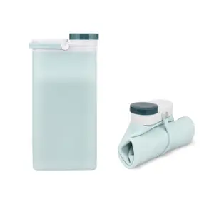 可折叠硅胶水瓶定制标志健身房可折叠可重复使用水瓶牛奶纸箱可折叠硅胶水瓶
