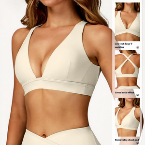 Ensemble de yoga 2 pièces pour femme : Soutien-gorge de sport à bretelles croisées et leggings évasés taille mi-haute, couleur unie, en Spandex/Nylon, séchage rapide - Product Image 4
