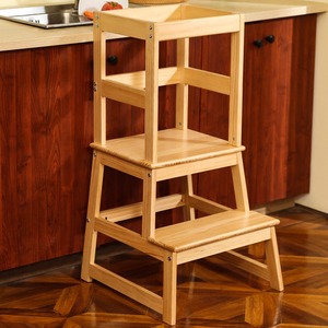 Marchepied de cuisine pour enfants avec rail de sécurité Tabouret de cuisine pour tout-petits Helper Bamboo Eco-friendly Toddler Standing Tower for Counter - Product Image 2