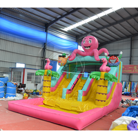Toboggan aquatique gonflable double piste Octopus en PVC de qualité commerciale, personnalisable, avec piscine à jets d'eau, pour location événementielle intérieure et extérieure