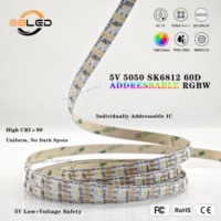 Tira de LED RGBW SK6812 al por Mayor, 5V 60LEDs/M, Direccionable, IP65 IP67, Resistente al Agua, Iluminación Navideña para Exteriores, CE RoHS OEM