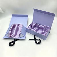 Boîte cadeau rigide magnétique de luxe avec ruban, couleur personnalisée, en papier recyclé, prête pour l'emballage d'accessoires de mode et de perruques