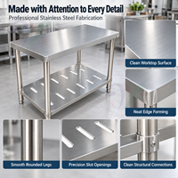 Table de travail en acier inoxydable 304 avec étagère inférieure perforée, robuste, pour la préparation des aliments dans les restaurants commerciaux, personnalisable