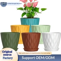 WEI CHENG XING Terlaris Tersedia 4in/6in Set Pot Bunga Motif Riak Air Tebal dengan Alas Warna Solid Gaya Nordik Sederhana