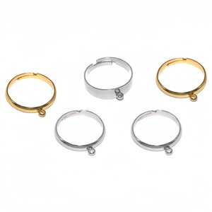 Bague en acier inoxydable plaqué or 18 carats, réglable, avec trou de suspension pour la création de bijoux DIY, accessoires de bijouterie - Product Image 5