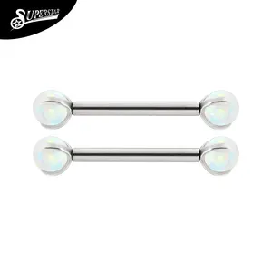 Superstar Manufacturer Body Nipple Piercing Jewelry Female Titanium Internally Threaded Nipple Rings Double Headed Zirconia Opal