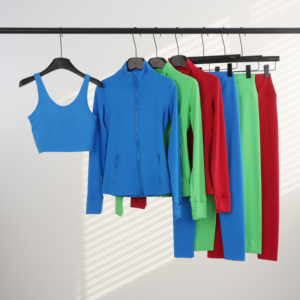 Ensemble de yoga de haute qualité avec étiquettes originales LLL, comprenant un soutien-gorge de <span class=keywords><strong>sport</strong></span>, une veste zippée et des leggings <span class=keywords><strong>Lemon</strong></span> Align pour femmes, vêtements de fitness - Product Image 2