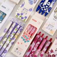 Papeterie Kawaii Gel stylo dessin animé fleur Gel stylo ensemble presse Type Gel stylo 0.5mm encre noire