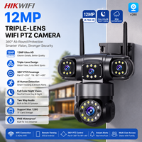 HIKWIFI Kamera Cctv empat lensa 12MP luar ruangan kamera keamanan Wifi IP66 tahan air deteksi gerak alarm V380 4G