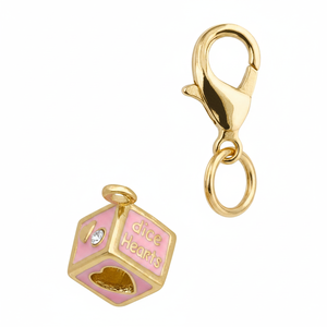 Ciondolo Religioso Placcato Oro "Cuori a Dado" in Lega di Zinco e Ottone da 8x10mm con Zircone Principale, Stile Acciaio Inossidabile - Product Image 2