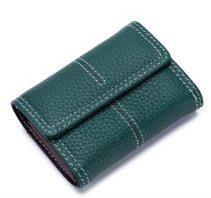 Portefeuille court de luxe vintage en cuir véritable, coloré, de créateur, portable, porte-cartes et porte-monnaie pour femme - Product Image 6