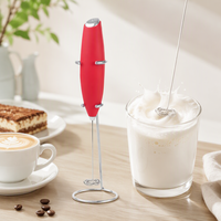 Mousseur à lait écologique à piles avec tête en acier inoxydable, fouet à café portatif, mélangeur de boissons électrique à commande tactile