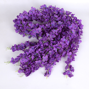 Chaîne de décoration de plafond en fleurs de cerisier Simulation Fleur suspendue <span class=keywords><strong>Longue</strong></span> Fleur Arche de mariage Rotin Enveloppé Chaîne de fleurs roses - Product Image 4