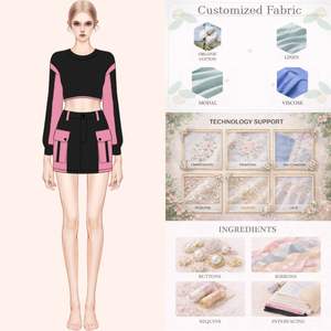 Set Trendy da Donna con Top Corto Color Block e Minigonna Utility a Vita Alta con Tasche, Fornitura all'Ingrosso - Product Image 1