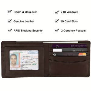 <b>Men's</b> Leather <b>Wallet</b> Multi-Card Slot RFID Blocking Coffee Brown Business Minimalist Style - Product Image 3