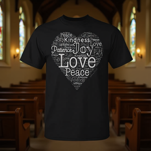 Camiseta Fruitage Of The Holy Spirit Heart Love, negra, unisex, talla para adultos M L XL, regalos religiosos para la iglesia, manga corta, cuello redondo - Product Image 3