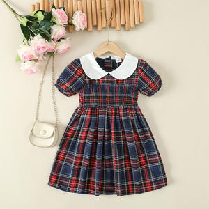 Robe d'été pour enfants, chemise à carreaux avec nœud papillon, short à bretelles, vêtements pour garçons, ensemble frère et sœur pour tout-petits - Product Image 4