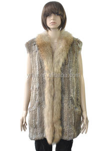 YR252 podría ser un chaleco de piel de punto de conejo personalizado con chaleco de piel de mapache muchos colores de alta calidad - Product Image 2