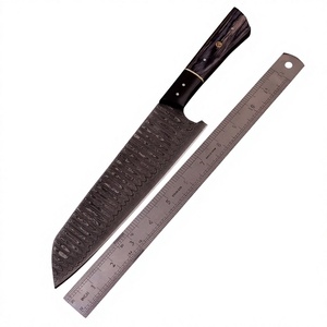 Couteau de chef SM Knives Sm4 de 13 pouces, forgé à la main en damas, manche en bois, étui en cuir, garantie de 3 ans - qualité industrielle/bricolage - Product Image 1