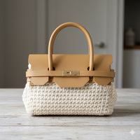 Nouvel accessoire de sac tissé à la main H Home, poignée allongée, fermoir en métal, style rétro européen et américain, cuir véritable solide