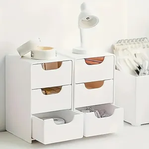 Mini Organizzatore da Scrivania Chic in Plastica a 3 Livelli con Cassetti - per Forniture da Ufficio, Gioielli e Cosmetici - Scatola Divisoria Portatile - Product Image 3