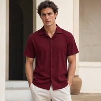 Nouvelle Chemise Homme 2026 à Col Cubain Texturé et Manches Courtes, Style Rétro Décontracté, Coupe Ample et Légère, Simple, Polyvalente, Haut de Gamme