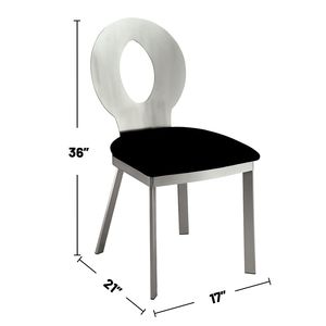 DB Set of 2 Microfiber and Metal <b>Side</b> Chairs Silver and <b>Black</b> Finish for Living Room - Product Image 2