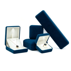 Factory Wholesale LED Light Velvet Customizable logo Jewelry Set <b>Box</b> Ring Necklace Pendant Bracelet Packaging <b>Box</b> for Branding - Product Image 5
