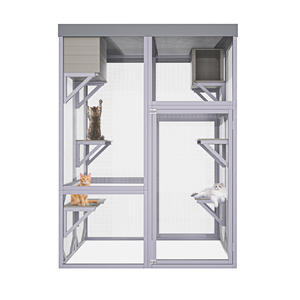 Recinto de Madera Multifuncional para Gatos con 4 Plataformas, <span class=keywords><strong>2</strong></span> Casas para Dormir, <span class=keywords><strong>2</strong></span> Cerraduras y Esquinas Redondeadas - Product Image 3