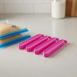 คลิปหนีบถุงแบบยาว ชุด 4 ชิ้น ซีลพลาสติกสีชมพู สำหรับถุงเก็บของและบรรจุภัณฑ์อาหาร - Product Image 3