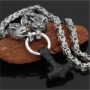 Mode Titanium Baja Nirkarat Viking Serigala Kepala Liontin Kalung Pesona <span class=keywords><strong>Retro</strong></span> Kalung Choker Perhiasan untuk Pria Pemasok - Product Image 3