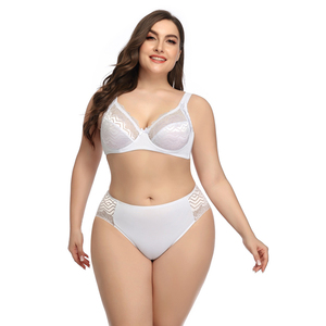 Sous-vêtements sexy pour femmes, <span class=keywords><strong>lingerie</strong></span> respirante de couleur unie, ensembles de soutien-gorge et culottes grande taille - Product Image 1