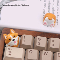 Keycap en résine artisanale 3D en forme de fesses de Corgi mignon, fait main, pour clavier mécanique, personnalisé OEM