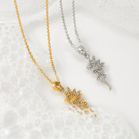 Collier FashionWoman Ailes de Fée Danseuse, Luxe Exquis, Plaqué Argent, Sertissage Clos, Acier Inoxydable