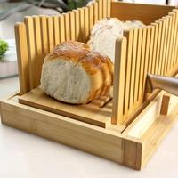 Trancheuse à pain en bois réglable planche à découper pliable et robuste pour le pain et les bagels faits maison coupe-pâtisserie avec couteau