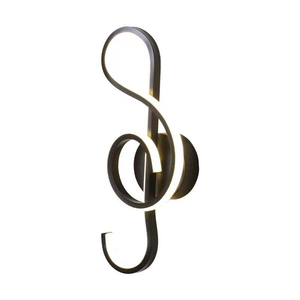 Nordic Aluminum <b>LED</b> Indoor Wall Lamp Music Note Decorative Sconces with Warm White <b>Light</b> Easy Installation <b>Wire</b>-Free Black Color - Product Image 3