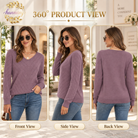 Pulls pour femmes, col en V, tricot décontracté, manches longues, hauts légers, vêtements pull-over, tenues de mode automne 2026
