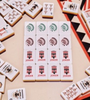 Jeu de Mahjong en plastique sur le thème indien, 160 pièces, style américain, jeu de divertissement luxueux fait main avec motifs ethniques
