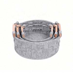 Panier de rangement rond pliable pour animaux de compagnie en feutre populaire pour la maison avec poignées - Product Image 1