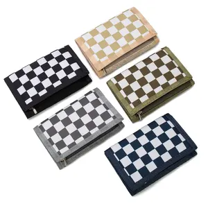 Manufacturer's Direct Selling Short PU Wallet Mosaic Printed Plaid Wallet Men's Fashionable Ultra-Thin Wallet
