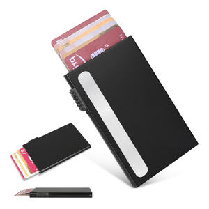 磁気アルミ合金カードケースミニマリストオーガナイザーアップクレジットカードホルダー男性と女性のための閉鎖なし - Product Image 2