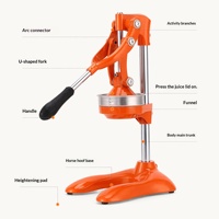 Directe Fabrikant Citroen Sinaasappel Granaatappel Vleesverwerkingsbedrijven Fruitpers Aluminiumlegering Handmatig IoT 5 Jaar Garantie Yiwu