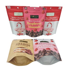 Conception imprimée personnalisée Différentes saveurs Framboise Menthe poivrée Amandes Blanc Chocolat au lait Emballage en plastique Sac debout avec fermeture éclair - Product Image 4