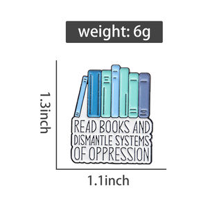 Sming Pins หนังสือตลกหมุดเคลือบอ่านหนังสือและรื้อระบบของการกดขี่เข็มกลัดปกเสื้อกระเป๋าเป้สะพายหลังผ้าเครื่องประดับ - Product Image 6