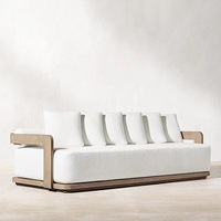 Ensemble de canapés en teck au design moderne combinaison de chaises de table en bois massif haut de gamme meubles de protection solaire imperméables pour villa de jardin