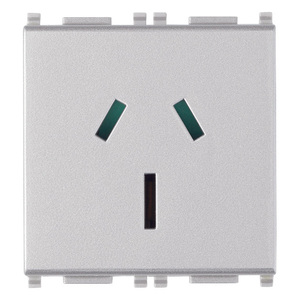 Prise de courant Sicury 2P+T 15A, norme australienne, finition argentée, prise murale - Product Image 1