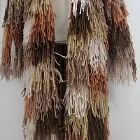 Cardigan long décontracté pour femme, tricoté à la main au crochet, multicolore, avec franges et pompons, pour l'automne