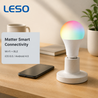 Ampoule LED intelligente A19 Matter WiFi+BLE RGBCW-5-en-1 10W/12W E27/E26 3000K-6000K Utilisation domestique et extérieure IOS 8.0 Android 4.0